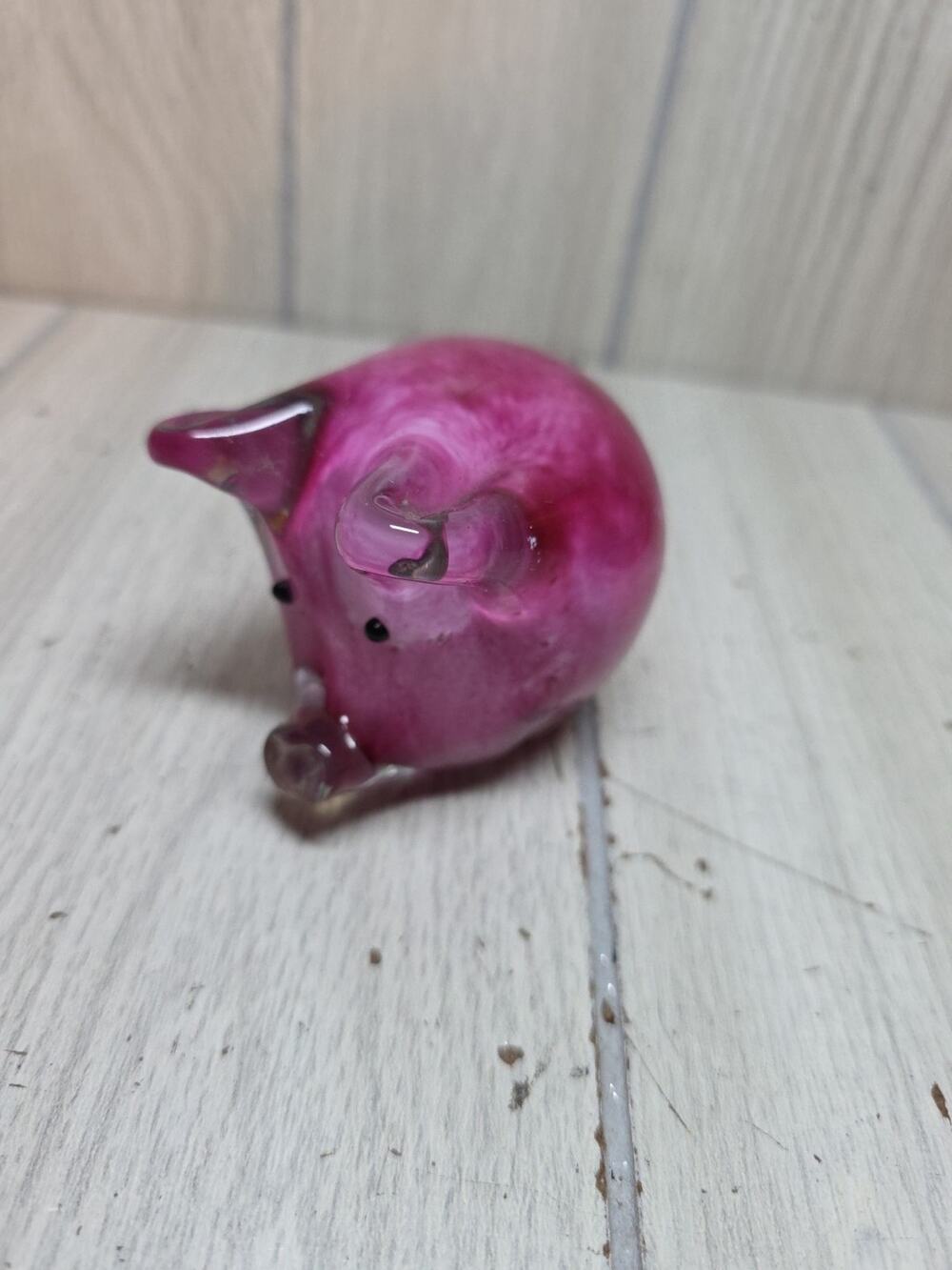 Vintage Pink Pig Hand Blown Glass Paperweight Kitschy Piglet CUTE Whimsy